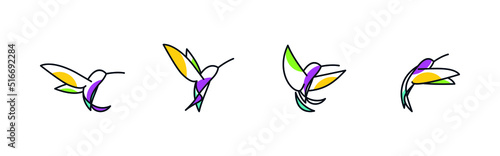 Hummingbird colibri bird logo icon line abstract vector
