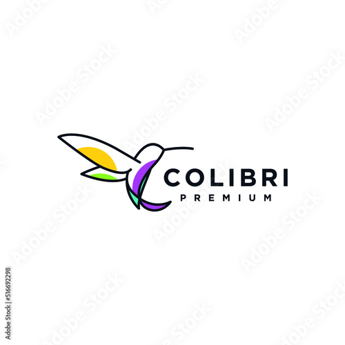 Hummingbird colibri bird logo icon line abstract vector