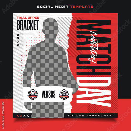 Versus Match Day Soccer Sports Tournament Banner Template with Logo for Social Media