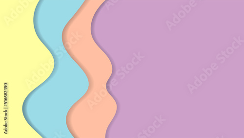 Abstract pastel summer background with paper waves for banner, backdrop, poster or web site design.3d rendering, multilayer paper cut vector illustration