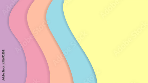 Abstract pastel summer background with paper waves for banner, backdrop, poster or web site design.3d rendering, multilayer paper cut vector illustration