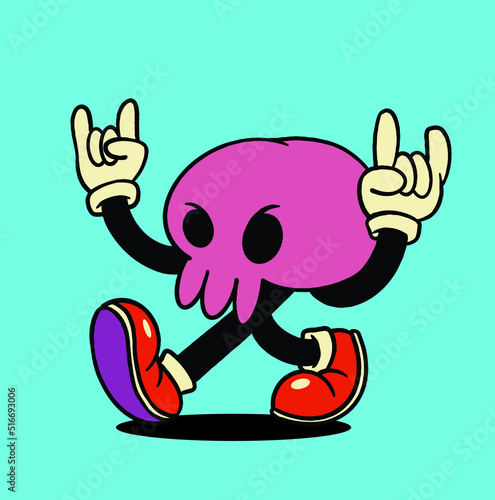Skull Cute Vintage Mascot Illustration