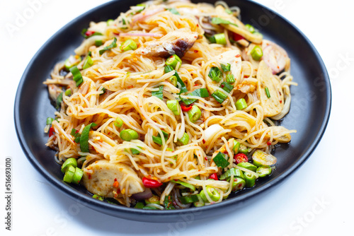 Rice vermicelli noodles spicy salad