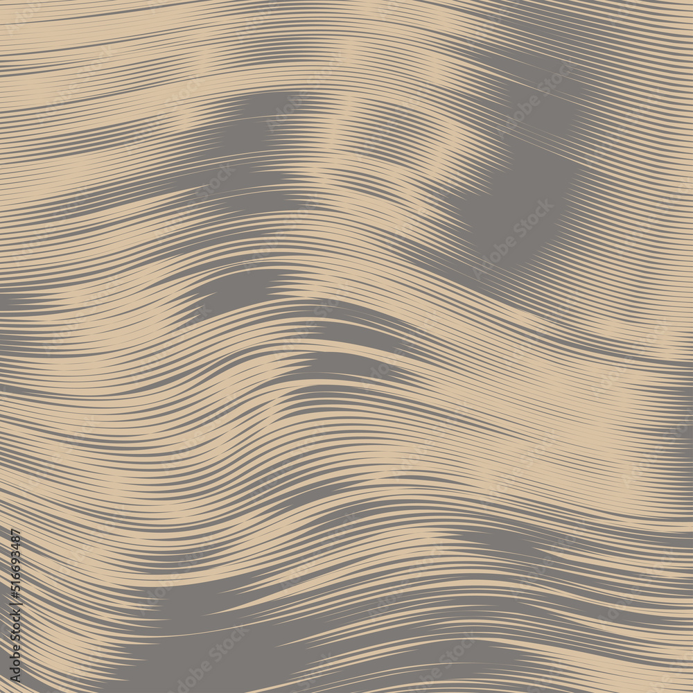 Obraz premium Copper metal wavy vibrant background. Striped shift texture. Moire interference effect. Line variable hypnotic contrast, bronze background. Vector wallpaper