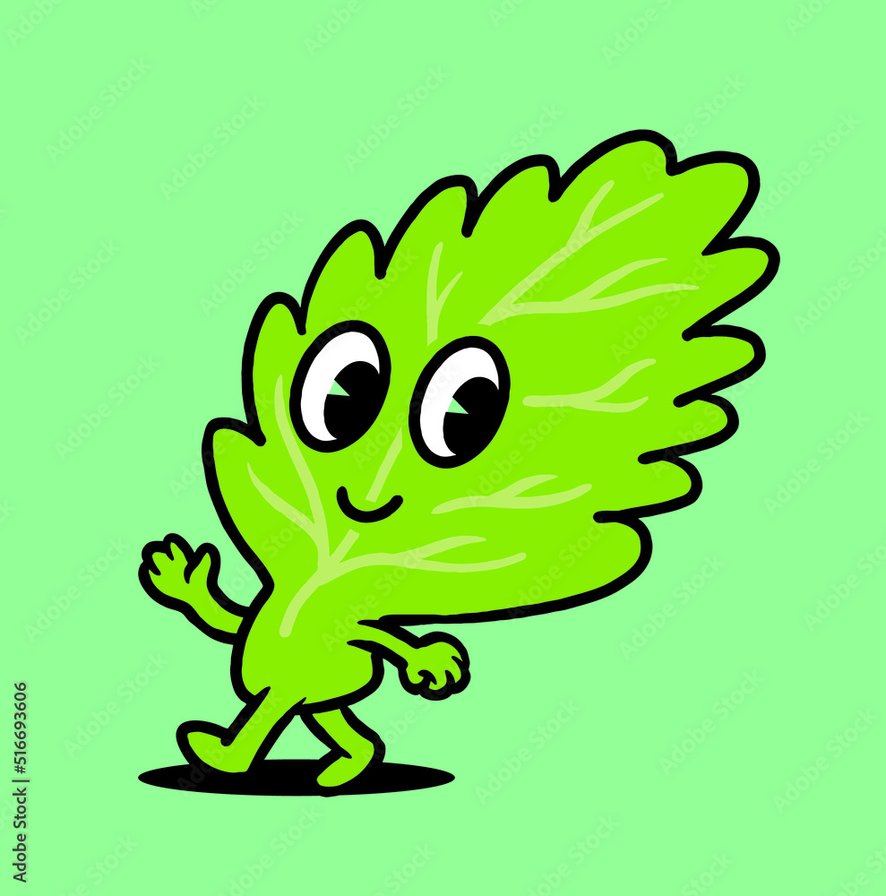 Fototapeta premium lettuce Vegetable Cute Vintage Mascot Illustration