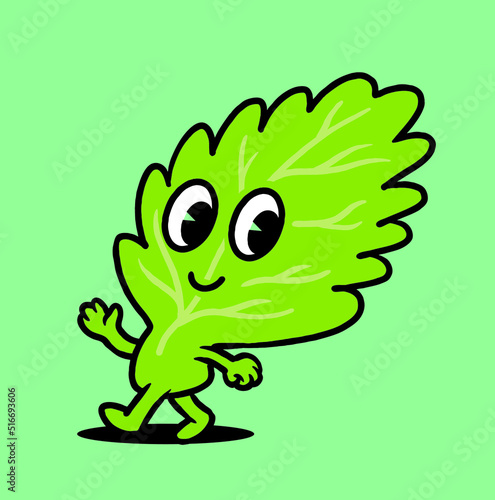 lettuce Vegetable Cute Vintage Mascot Illustration