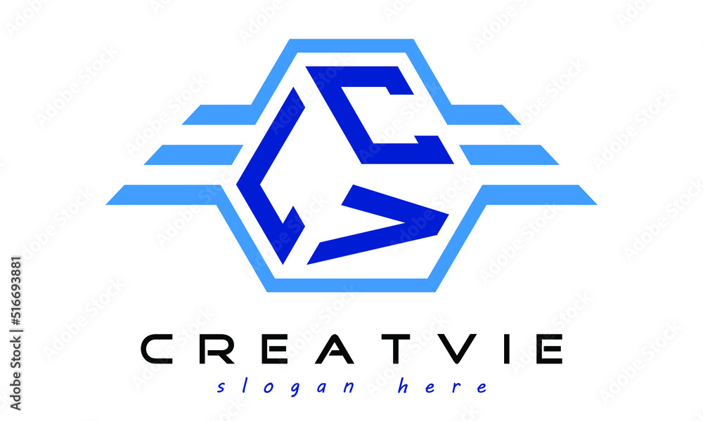 LCV three letter geometrical wings logo design vector template ...