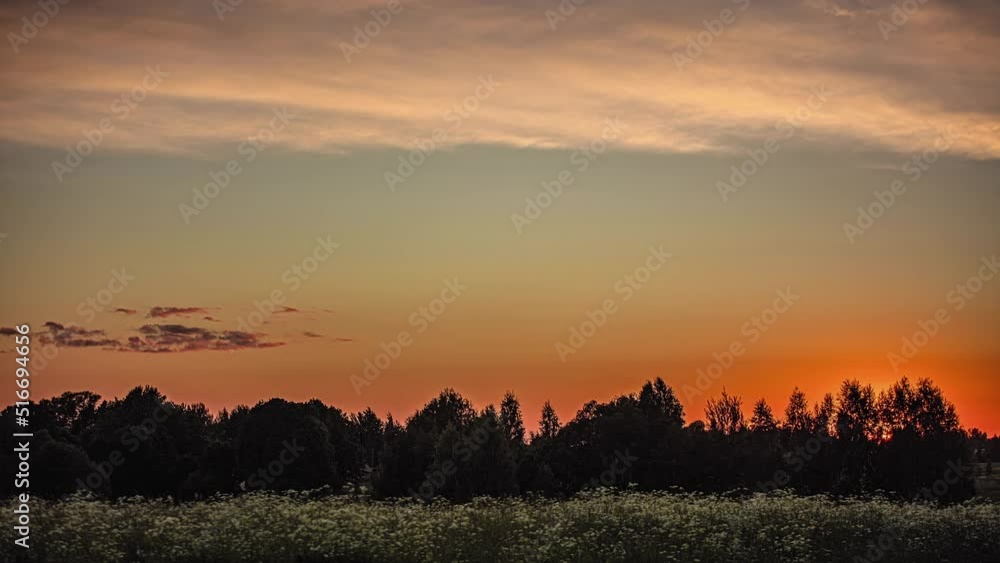Rural sunset cloudscape sky with aesthetic nostalgic meadow and forest. Rural sunset cloudscape sky with aesthetic nostalgic meadow and forest.