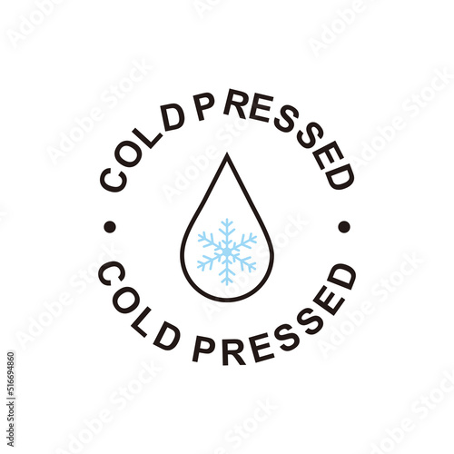 Cold pressed icon for labels of juices, oils and other products. Round symbol.