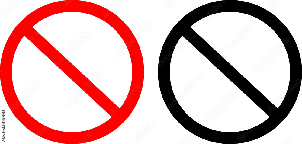 No sign red & black vector No sign red & black vector