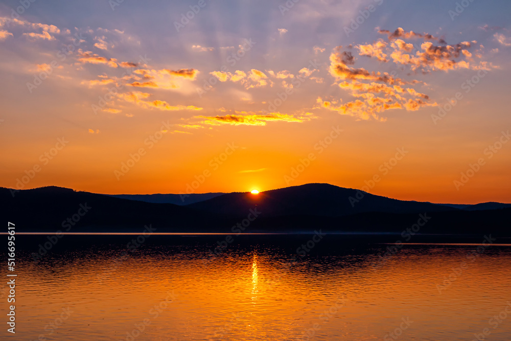 Scenic sunset on a beautiful lake