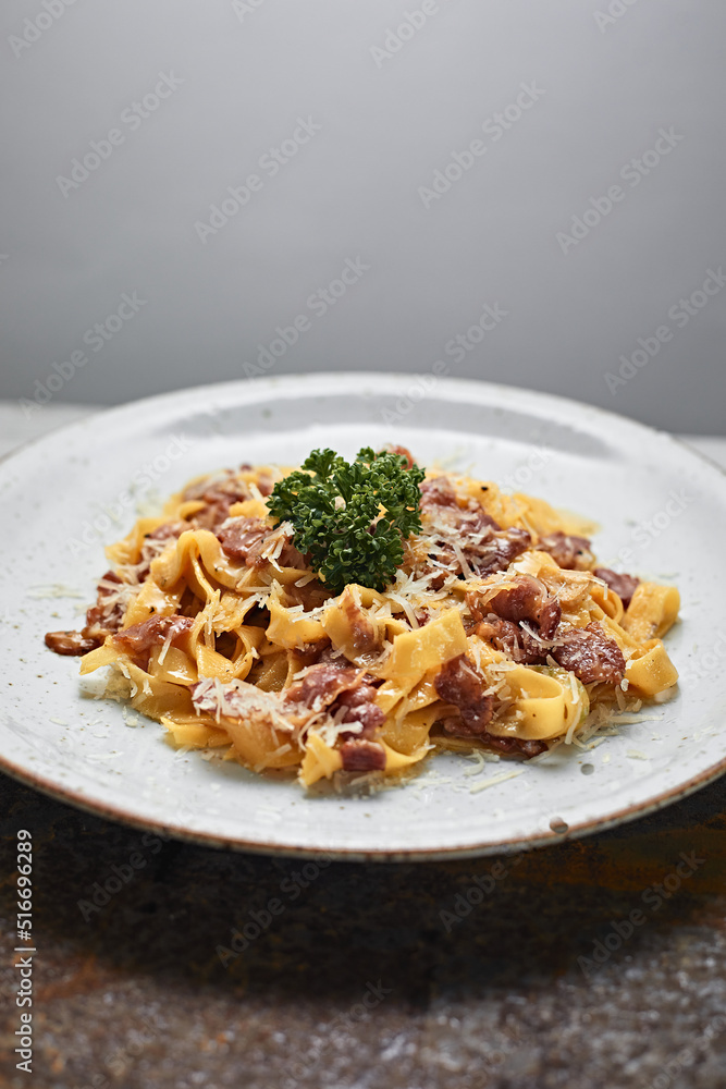 Carbonara pasta with bacon. Carbonara pasta with bacon.