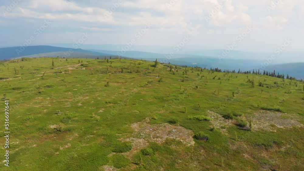 4K Drone Video of Wickersham Dome Trail in the White Mountains of Alaska on Sunny Summer Day 4K Drone Video of Wickersham Dome Trail in the White Mountains of Alaska on Sunny Summer Day