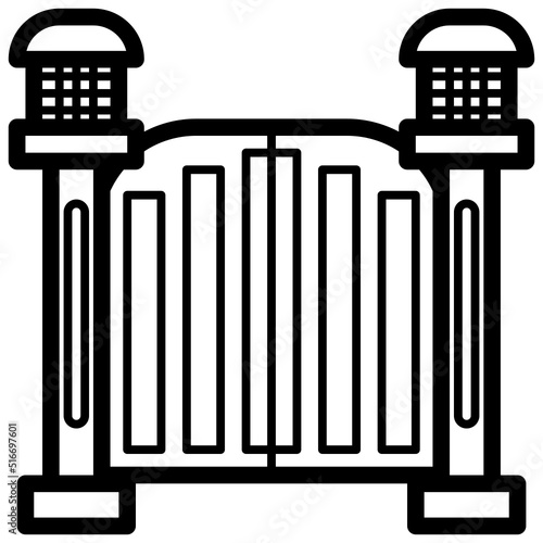 Fence line icon,linear,outline,graphic,illustration