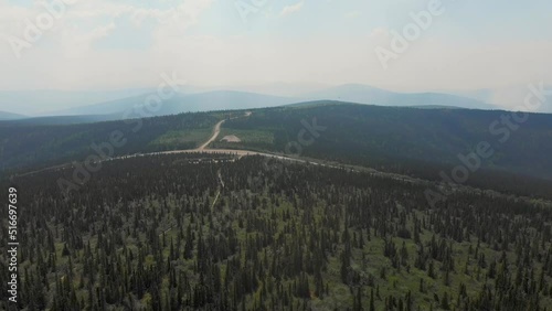 4K Drone Video of Wickersham Dome Trail in the White Mountains of Alaska on Sunny Summer Day photo