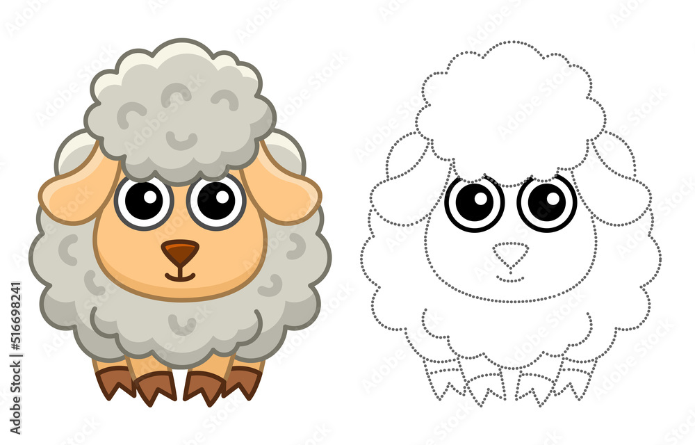 Farm animal for children coloring book. Vector illustration of funny ...