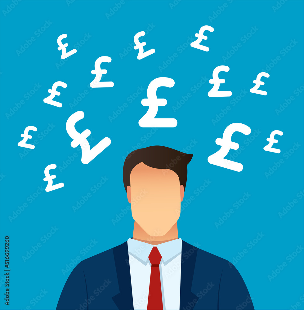 man thinking with Pound icon vector illustration	