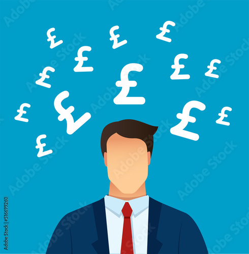 man thinking with Pound icon vector illustration	