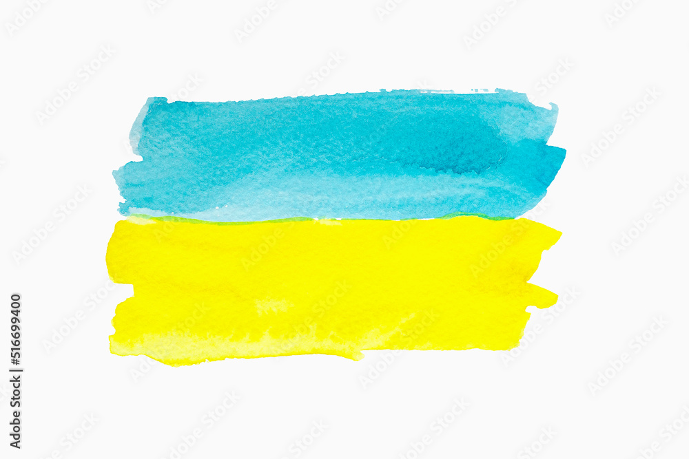 Obraz premium watercolor flag of ukraine. War to Ukraine watercolor illustration.