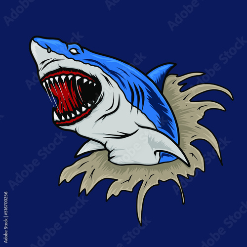 shark head angry jump artwork
