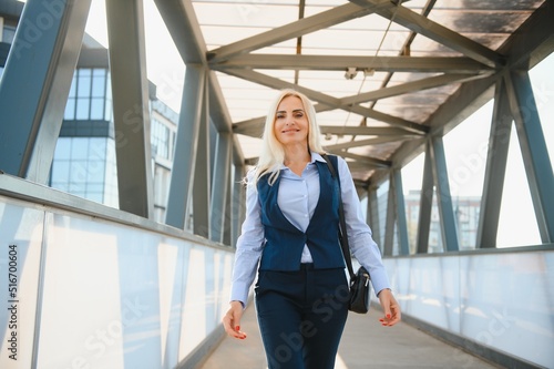 Portrait of business woman smiling outdoor