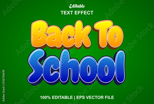 Fototapeta Naklejka Na Ścianę i Meble -  back to school text effect in orange and blue editable.