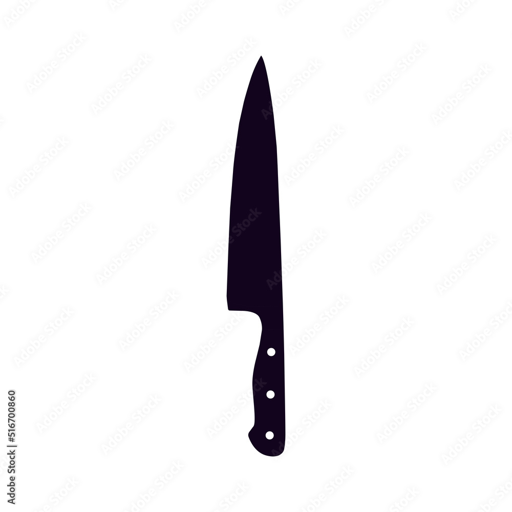 Kitchen Knife Black and White Icon Design Element on Isolated White Background Kitchen Knife Black and White Icon Design Element on Isolated White Background