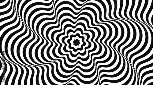 Abstract pattern of black and white lines. Optical illusion.