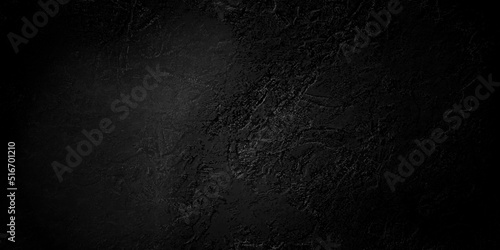 Dark black grunge textured concrete background. Panorama dark grey black slate background or texture. Vector black concrete texture. Stone wall background.	
