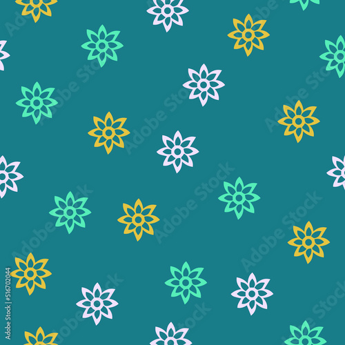 Seamless Vector Abstract Flower Pattern, Botonical, Spring Background