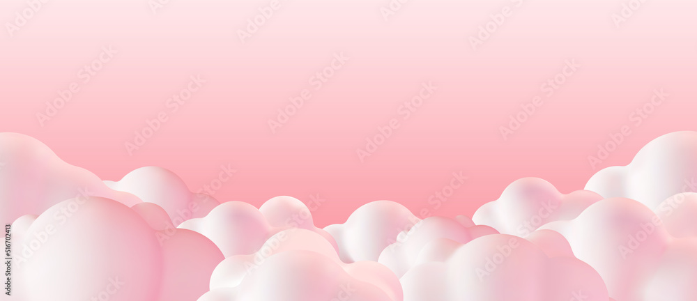 Beautiful Fluffy Clouds on Pink Sky Background