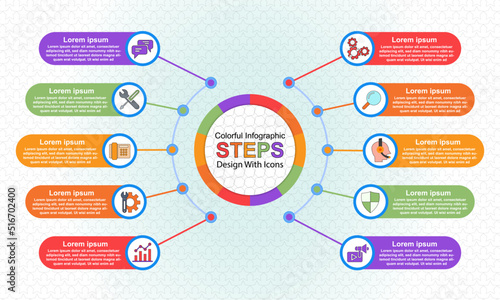 Colorful Infographic Set Of Steps With Services Icons