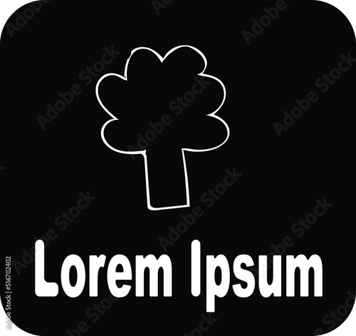 Simple vector logo with image of tree. trendy childish style logo.