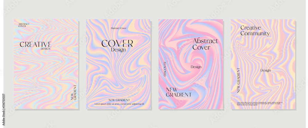 Collection of cover template in holographic design, applicable to brochure cover, poster and promotion