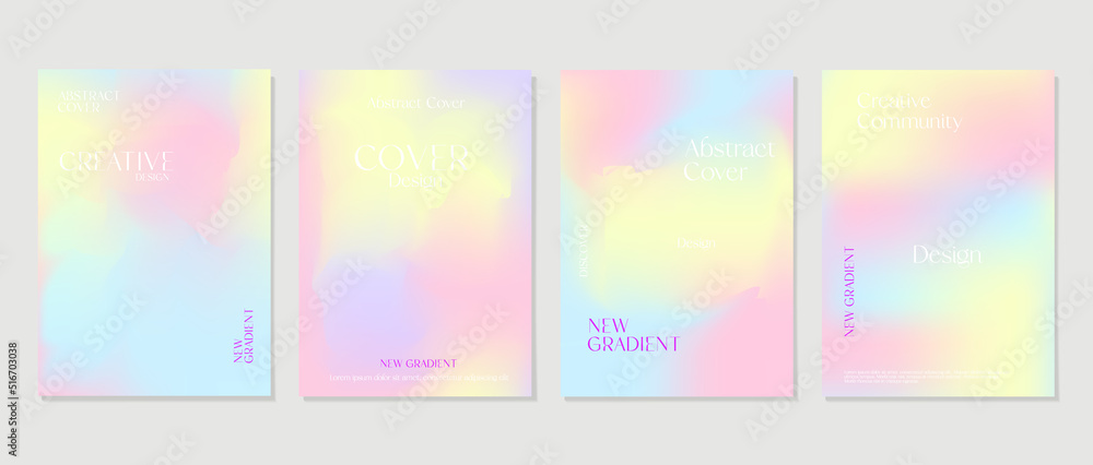 Set of vector colorful gradients in pastel colors. For covers, wallpapers, branding, and other projects.