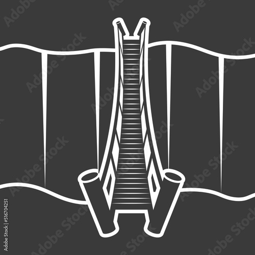 Wooden suspended bridge over the ravine icon isolated on white background.Vector illustration.