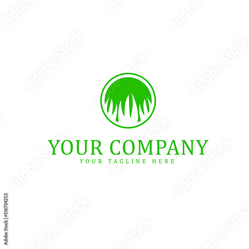 grass logo in circle shape, editable vector EPS
