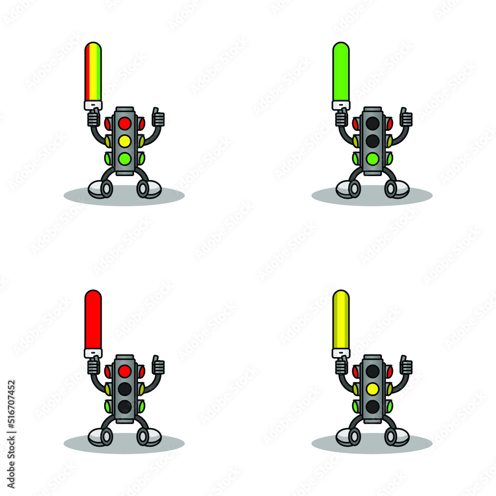 vector design of traffic lights, lights that control the flow of