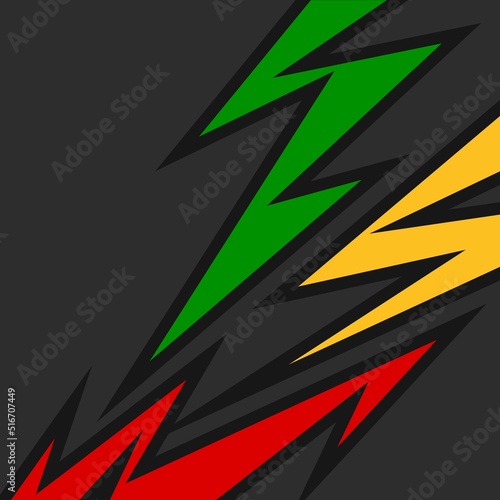 Minimalist background with sharp and arrow pattern and with some copy space area and Jamaican color theme