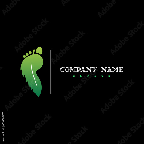 Leaf with foot print logo. abstract nature green leaf Ayurveda herbal logo template. use for Ayurveda, nature, environment company logo.