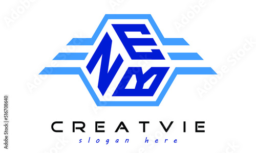 NEB three letter geometrical wings logo design vector template. wordmark logo | emblem logo | monogram logo | initial letter logo | typography logo | business logo | minimalist logo |
