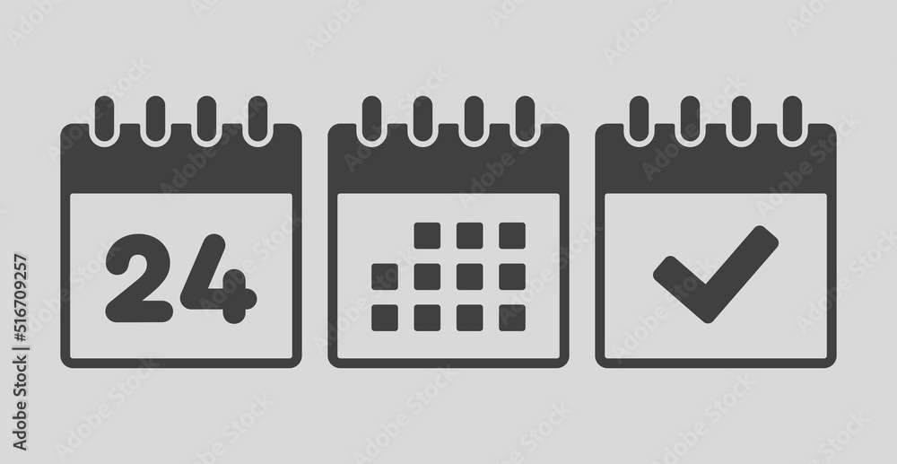 Vector icon page calendar number 24, agenda, done Vector icon page calendar number 24, agenda, done