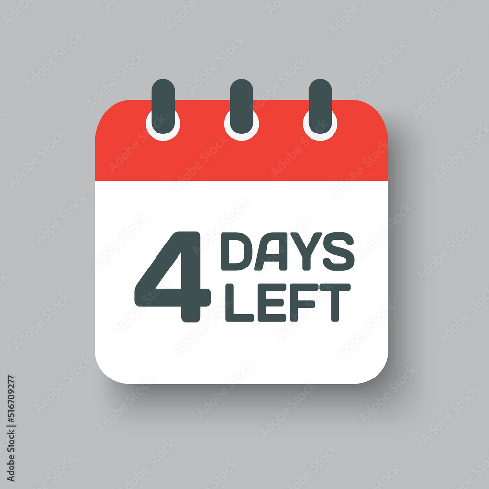 Countdown daily page calendar icon - 4 days left Countdown daily page calendar icon - 4 days left
