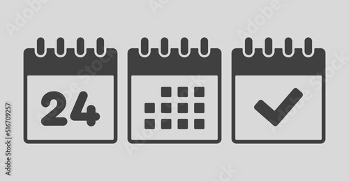 Vector icon page calendar number 24, agenda, done