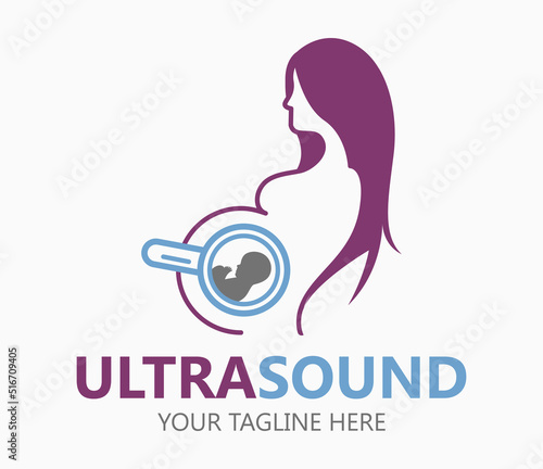 Ultrasound diagnostics logo. Medical research, gynecology clinic, polyclinics, obstetrics and hospitals, vector design and illustration. 