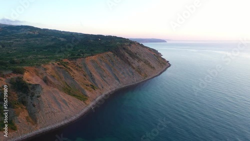 Aerial view to a sea cape at sunrise. Cape Emine, Bulgaria photo