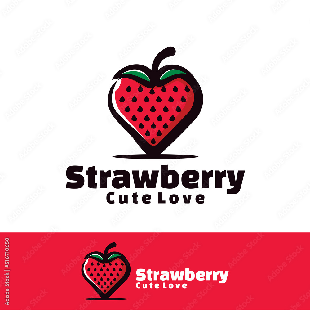 Fototapeta premium cute strawberry love art illustration