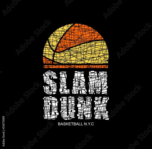 Slam Dunk Basketball sport graphic for young design t shirt print.