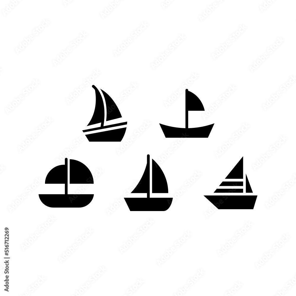 Boat Icon Set Vector Symbol Design Illustration Boat Icon Set Vector Symbol Design Illustration