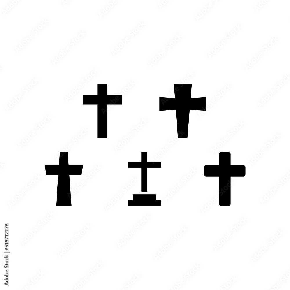 Crucifix Icon Set Vector Symbol Design Illustration